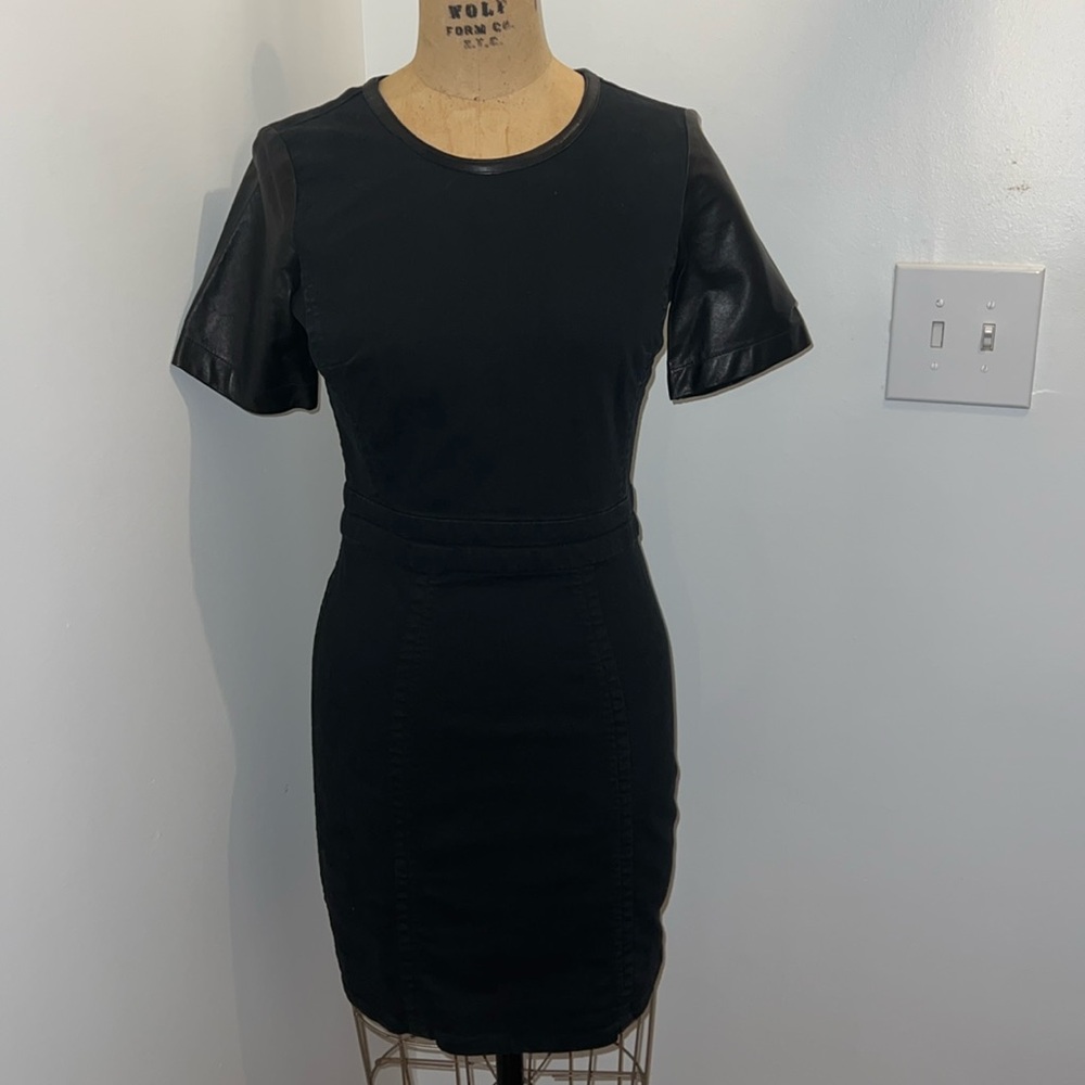 Marc by Marc Jacobs Black Demin Dress w/ Leather Sleeves 2